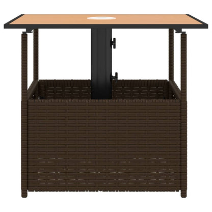 vidaXL Garden Table with Parasol Hole Brown 55x55x46.5 cm Poly Rattan 5