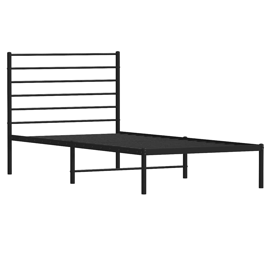 vidaXL Metal Bed Frame without Mattress with Headboard Black 80x200cm 4