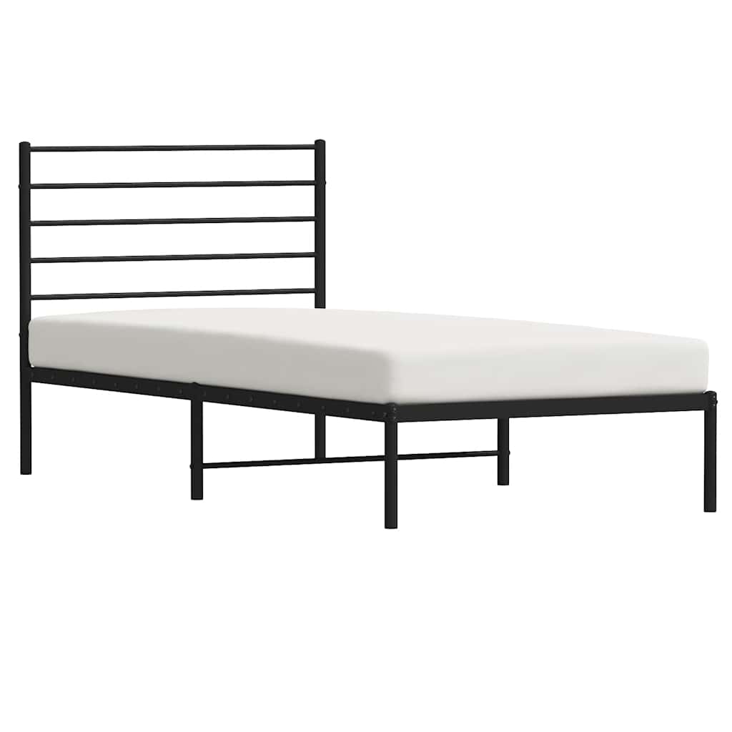 vidaXL Metal Bed Frame without Mattress with Headboard Black 80x200cm 5
