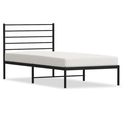 vidaXL Metal Bed Frame without Mattress with Headboard Black 90x190cm 2