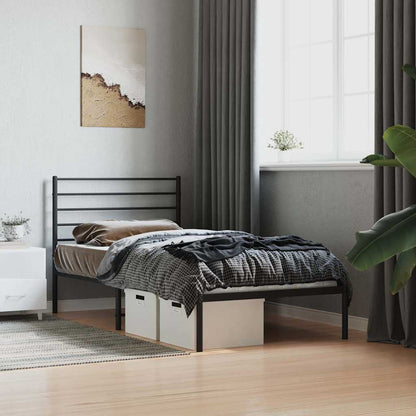 vidaXL Metal Bed Frame without Mattress with Headboard Black 90x190cm 3