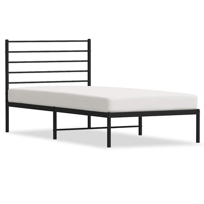 vidaXL Metal Bed Frame without Mattress with Headboard Black 90x200cm 2