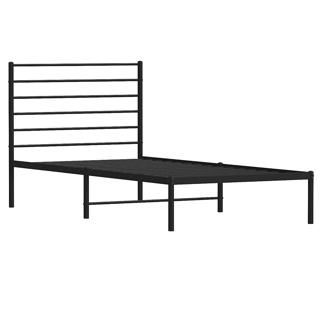 vidaXL Metal Bed Frame without Mattress with Headboard Black 90x200cm 3