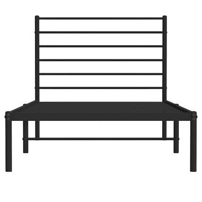 vidaXL Metal Bed Frame without Mattress with Headboard Black 90x200cm 6