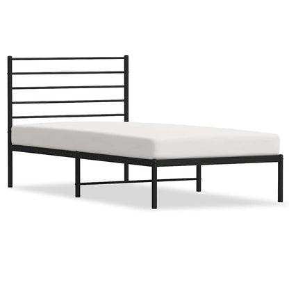 vidaXL Metal Bed Frame without Mattress with Headboard Black 100x200cm 2