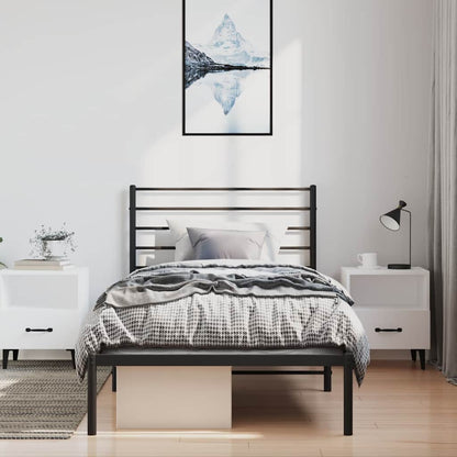 vidaXL Metal Bed Frame without Mattress with Headboard Black 100x200cm 3