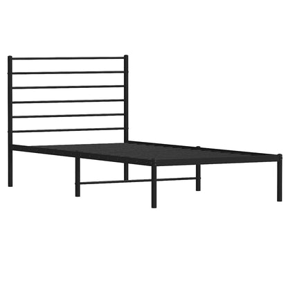 vidaXL Metal Bed Frame without Mattress with Headboard Black 100x200cm 4