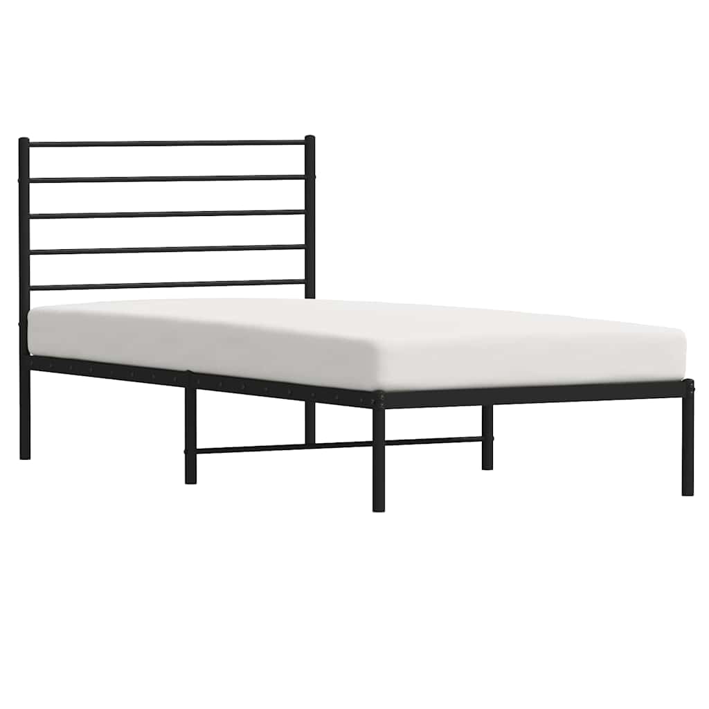 vidaXL Metal Bed Frame without Mattress with Headboard Black 100x200cm 5