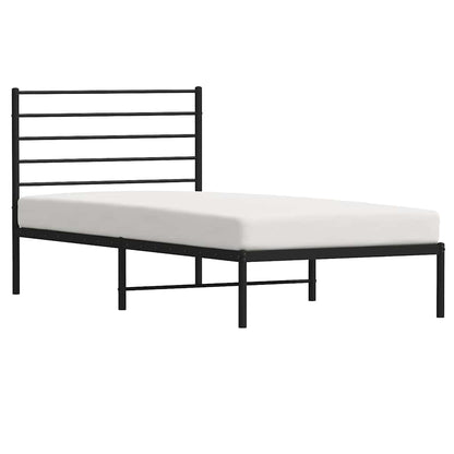 vidaXL Metal Bed Frame without Mattress with Headboard Black 100x200cm 5