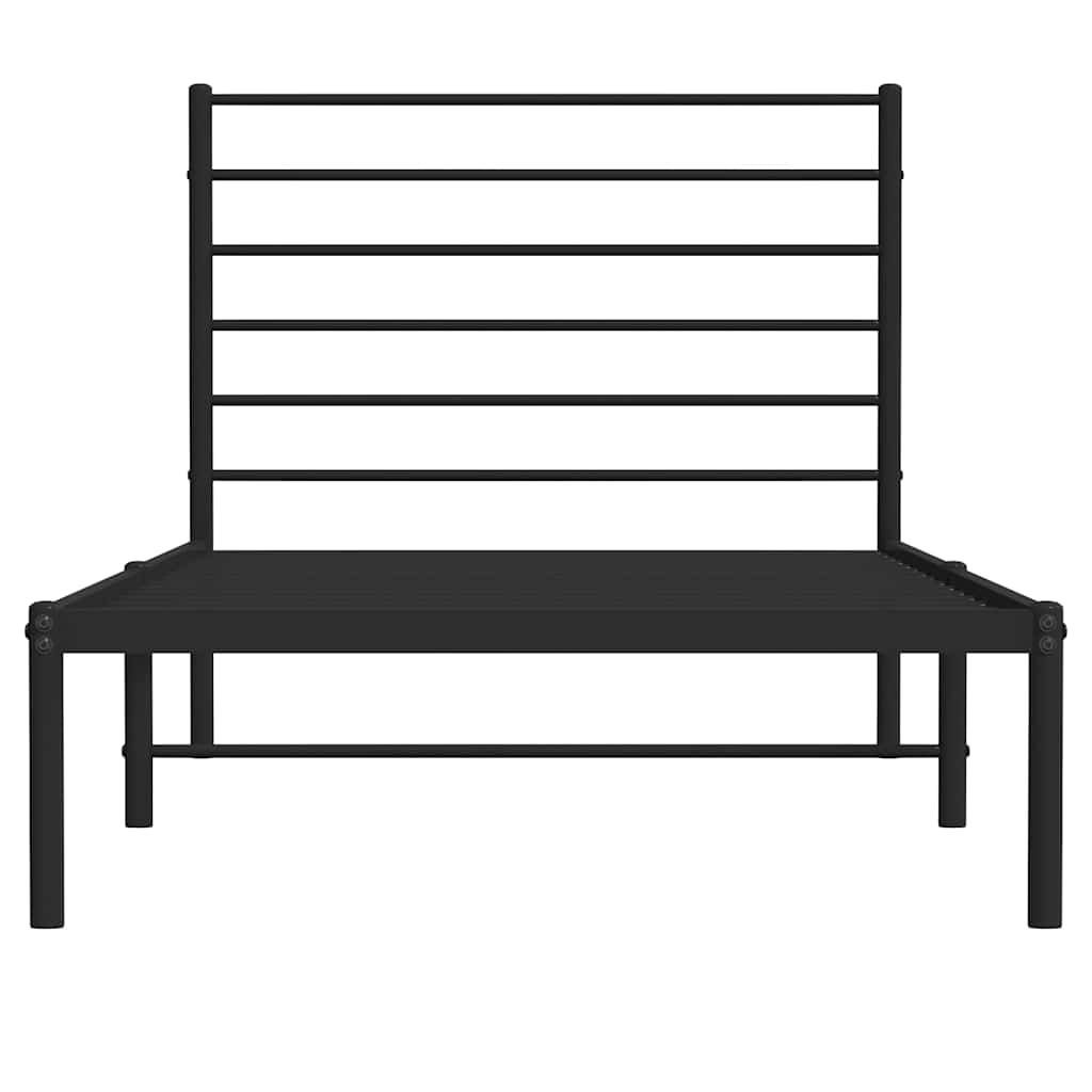 vidaXL Metal Bed Frame without Mattress with Headboard Black 100x200cm 6