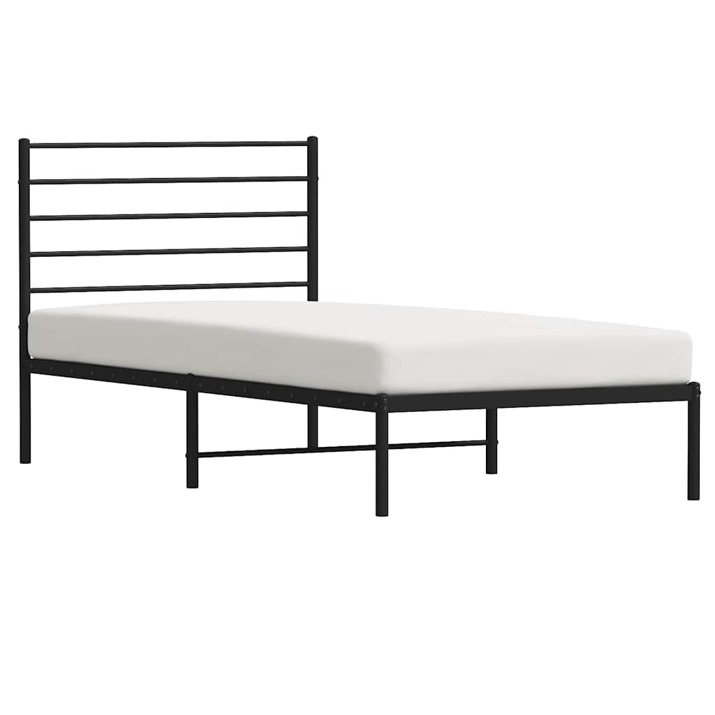 vidaXL Metal Bed Frame without Mattress with Headboard Black 107x203cm 5