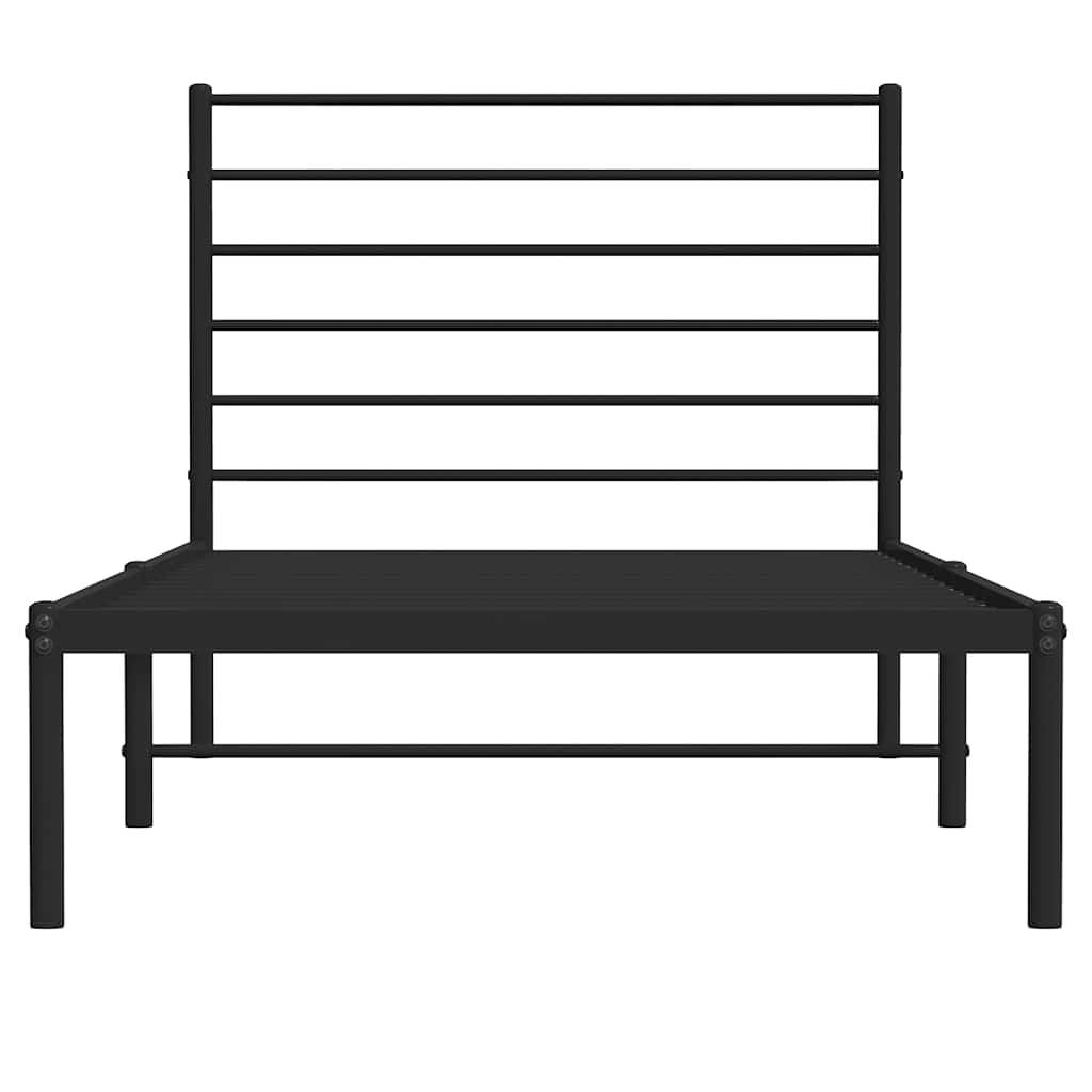 vidaXL Metal Bed Frame without Mattress with Headboard Black 107x203cm 6