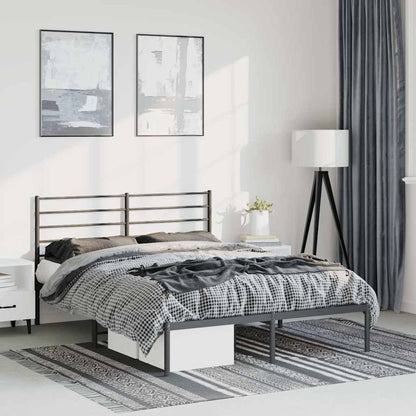 vidaXL Metal Bed Frame without Mattress With headboard Black