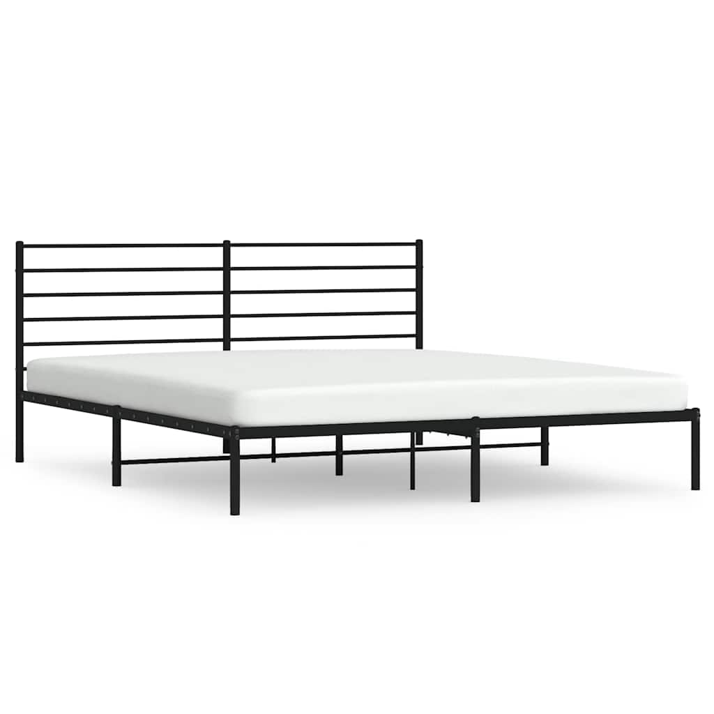 vidaXL Metal Bed Frame without Mattress with Headboard Black 193x203cm 2