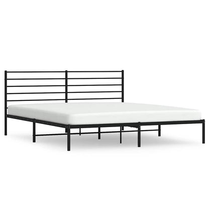 vidaXL Metal Bed Frame without Mattress with Headboard Black 193x203cm 2