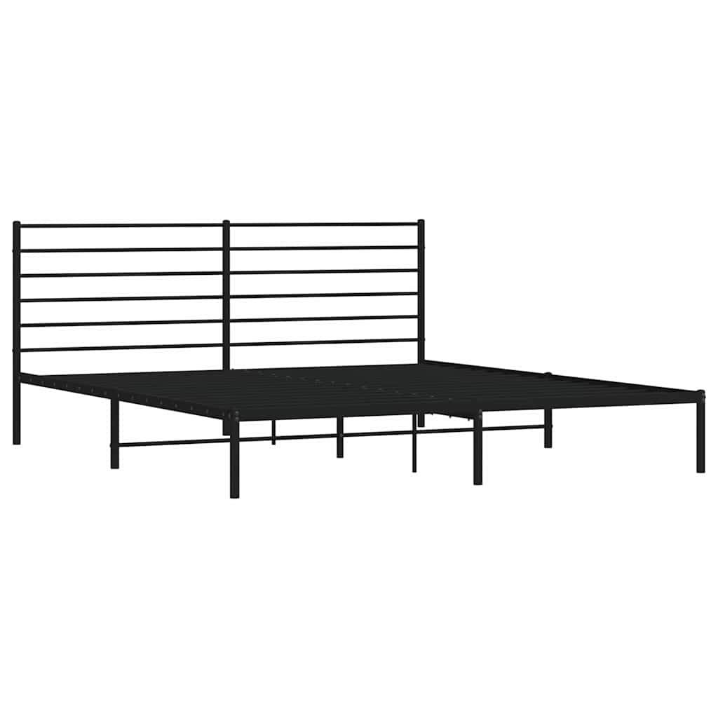 vidaXL Metal Bed Frame without Mattress with Headboard Black 193x203cm 4