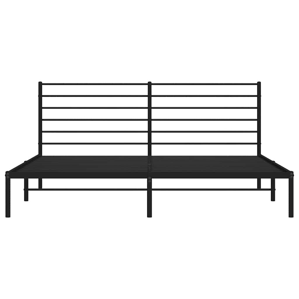 vidaXL Metal Bed Frame without Mattress with Headboard Black 193x203cm 6