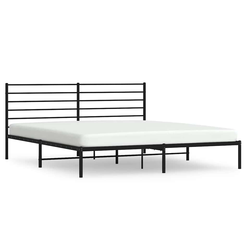 vidaXL Metal Bed Frame without Mattress with Headboard Black 200x200cm 2