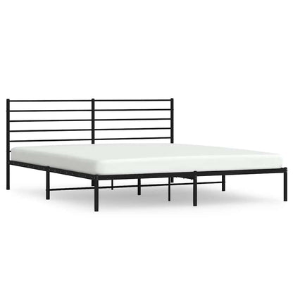 vidaXL Metal Bed Frame without Mattress with Headboard Black 200x200cm 2