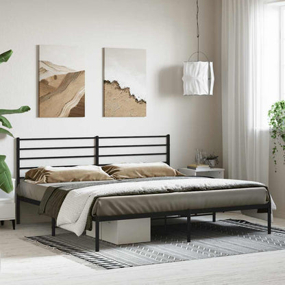 vidaXL Metal Bed Frame without Mattress with Headboard Black 200x200cm 4