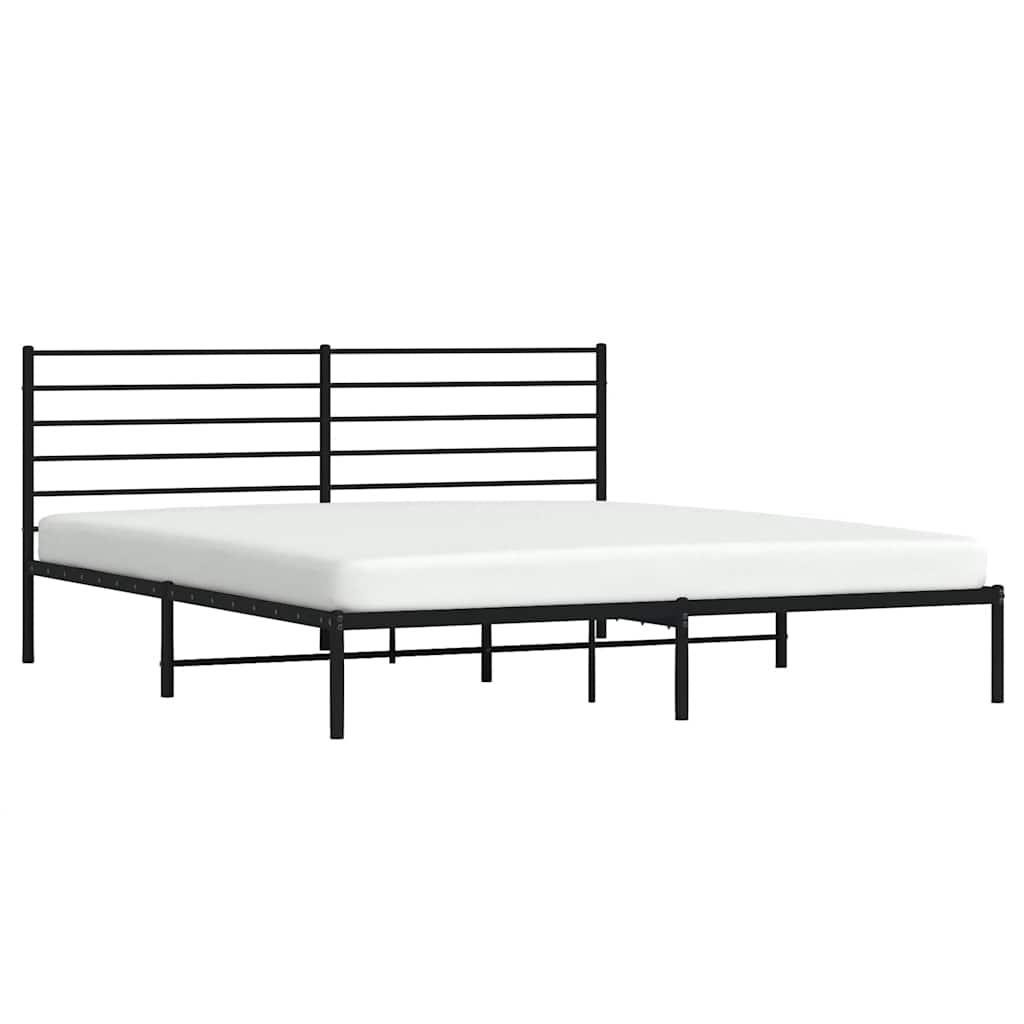 vidaXL Metal Bed Frame without Mattress with Headboard Black 200x200cm 5