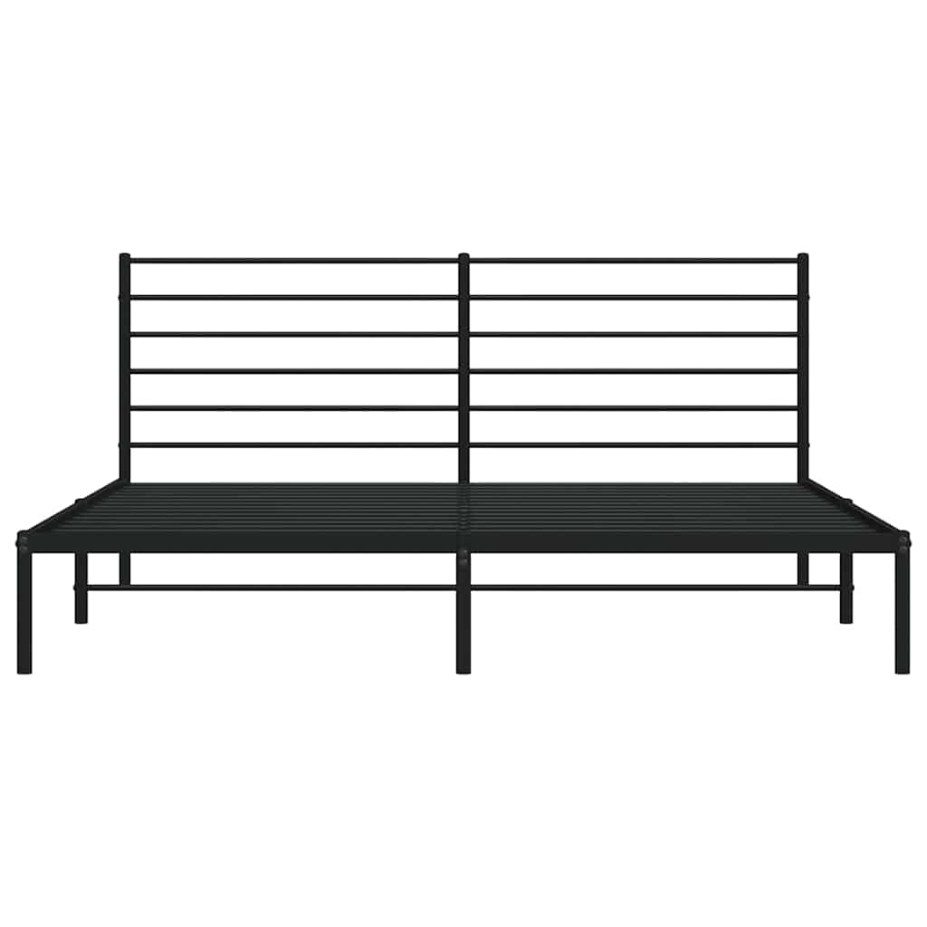 vidaXL Metal Bed Frame without Mattress with Headboard Black 200x200cm 6