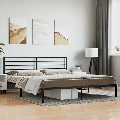 vidaXL Metal Bed Frame without Mattress with Headboard Black 200x200cm 1