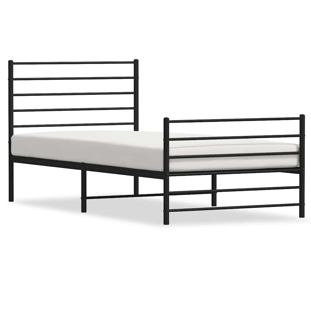 vidaXL Metal Bed Frame without Mattress with Footboard Black 80x200cm 2