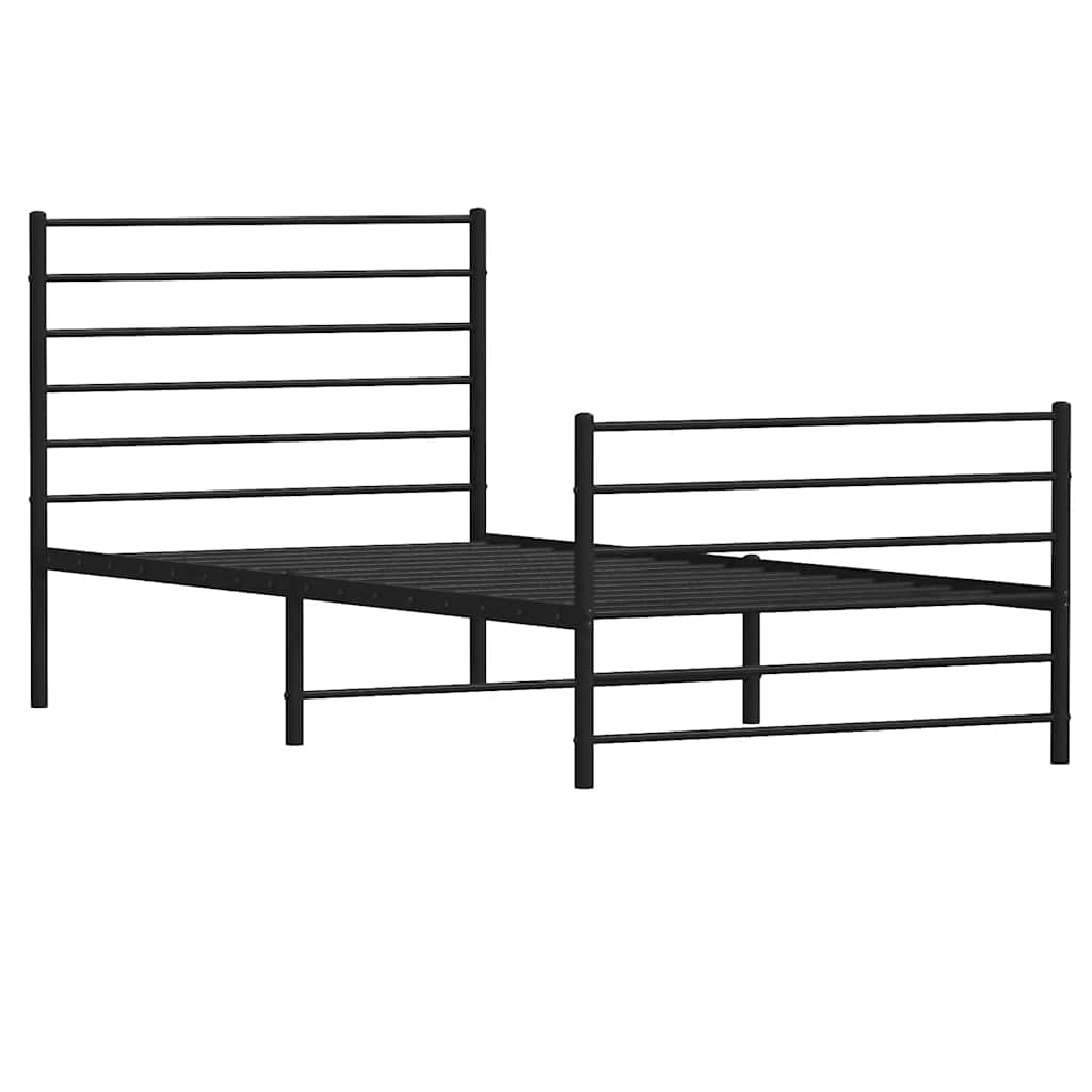 vidaXL Metal Bed Frame without Mattress with Footboard Black 80x200cm 3