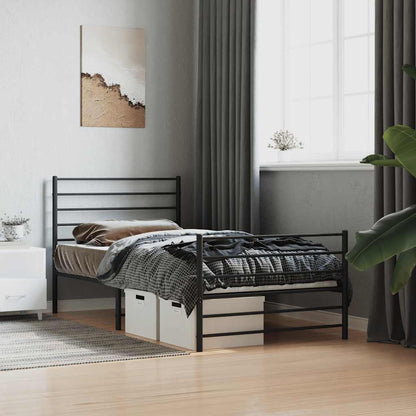 vidaXL Metal Bed Frame without Mattress with Footboard Black 80x200cm 4