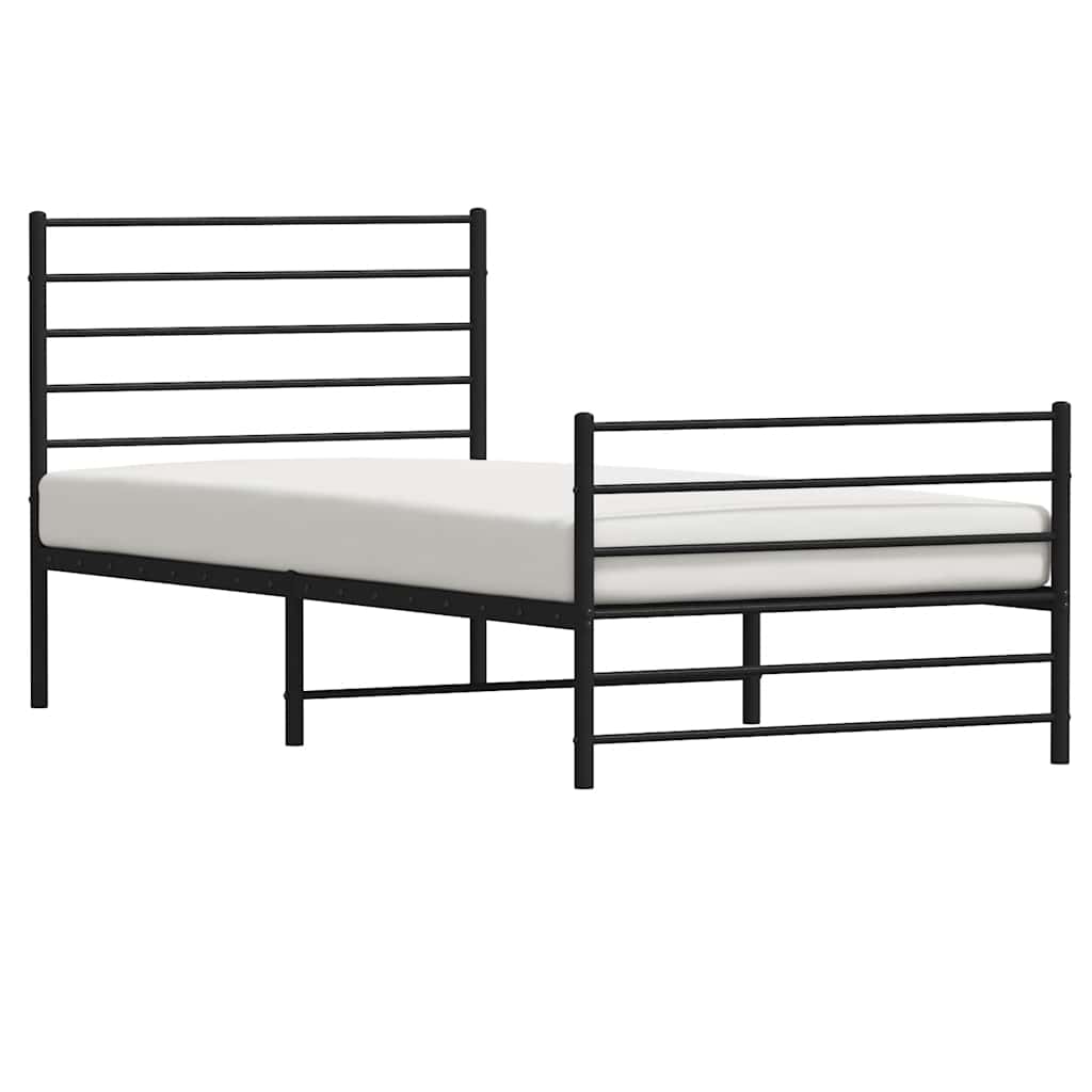 vidaXL Metal Bed Frame without Mattress with Footboard Black 80x200cm 5
