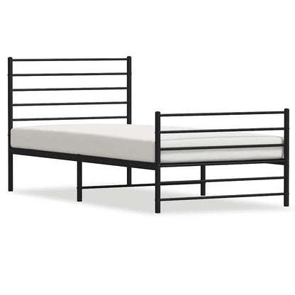vidaXL Metal Bed Frame without Mattress with Footboard Black 90x200cm 2