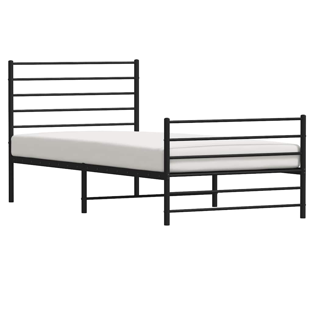 vidaXL Metal Bed Frame without Mattress with Footboard Black 90x200cm 5