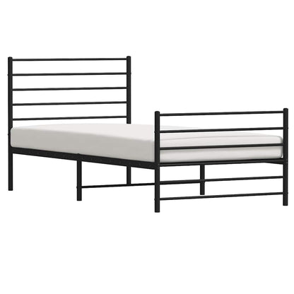 vidaXL Metal Bed Frame without Mattress with Footboard Black 90x200cm 5
