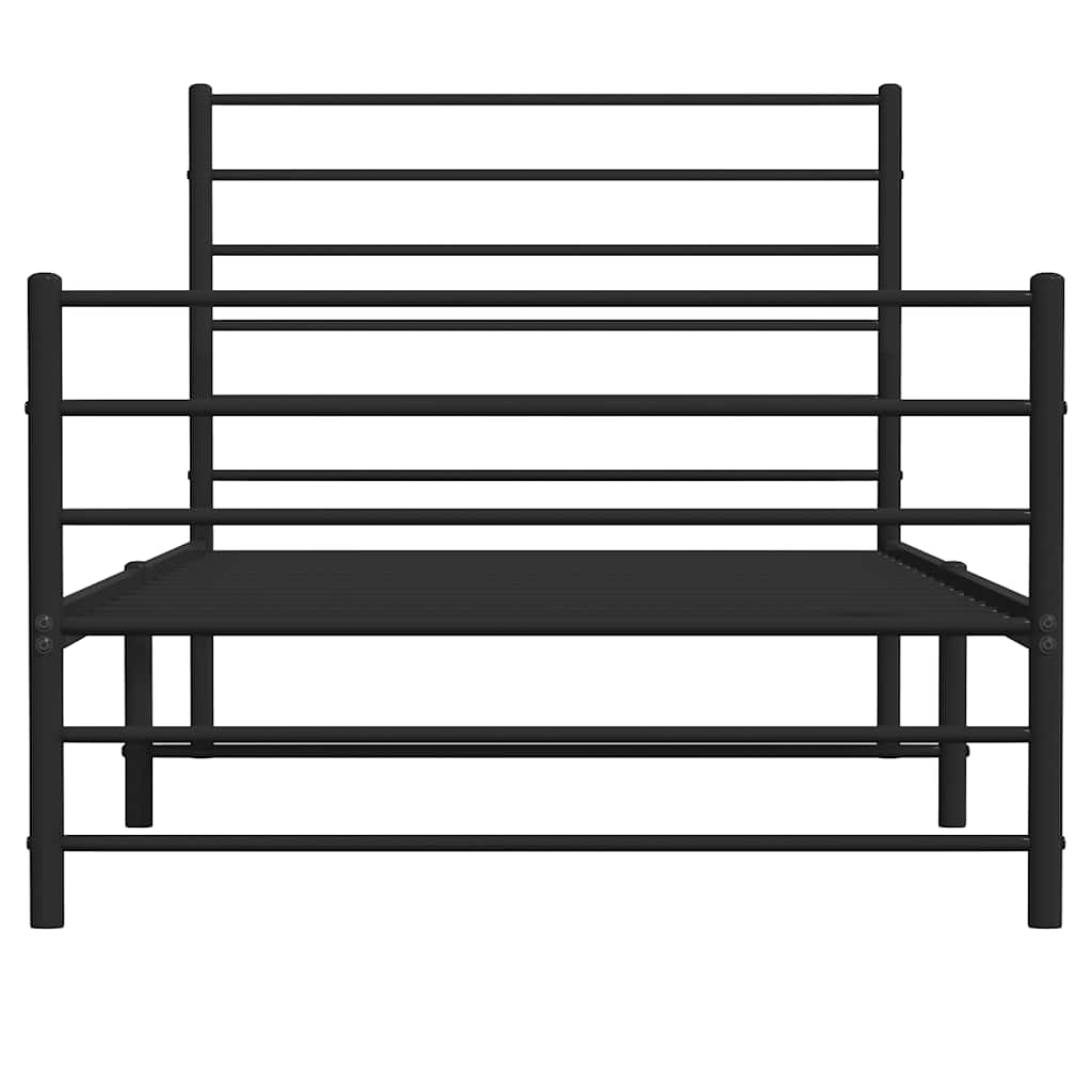 vidaXL Metal Bed Frame without Mattress with Footboard Black 90x200cm 6
