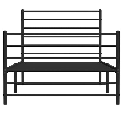 vidaXL Metal Bed Frame without Mattress with Footboard Black 90x200cm 6
