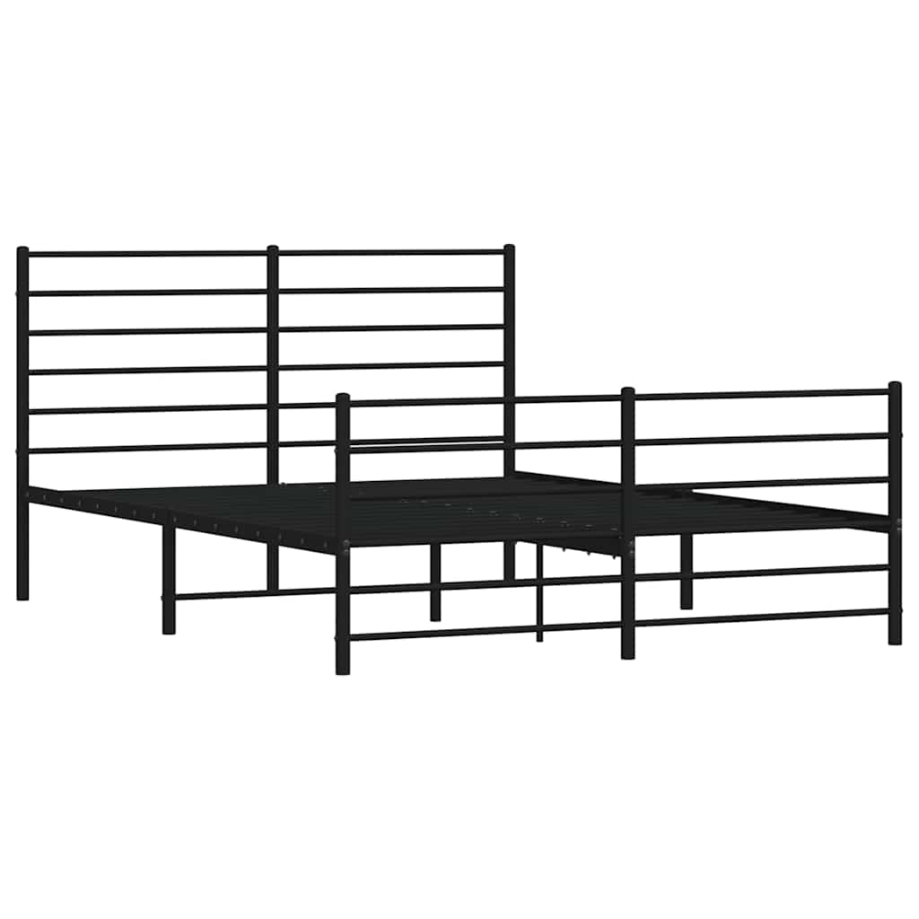 vidaXL Metal Bed Frame without Mattress with Footboard Black 120x200cm 3