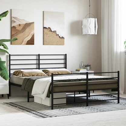 vidaXL Metal Bed Frame without Mattress with Footboard Black 120x200cm 4