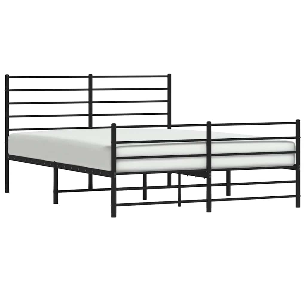 vidaXL Metal Bed Frame without Mattress with Footboard Black 120x200cm 5