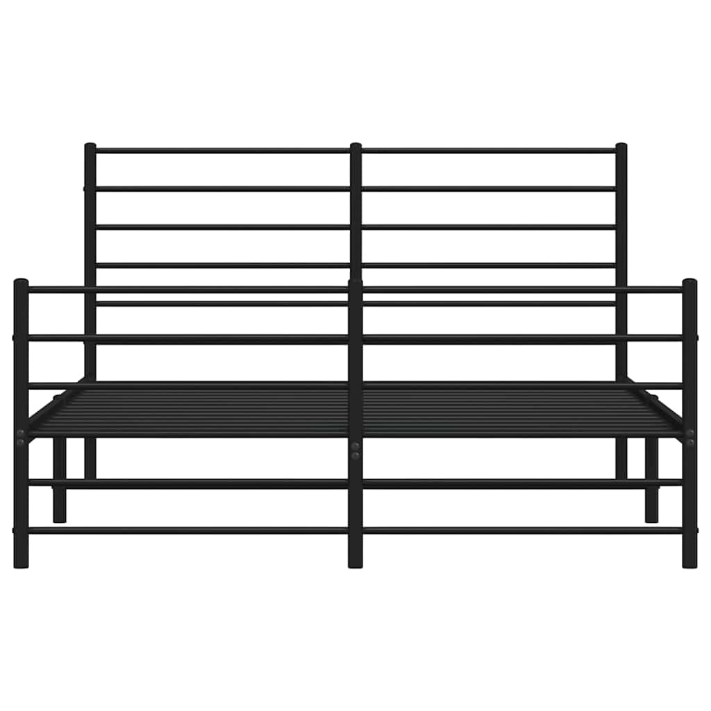 vidaXL Metal Bed Frame without Mattress with Footboard Black 120x200cm 6