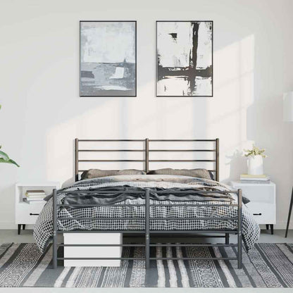 vidaXL Metal Bed Frame without Mattress with Footboard Black 135x190cm 3
