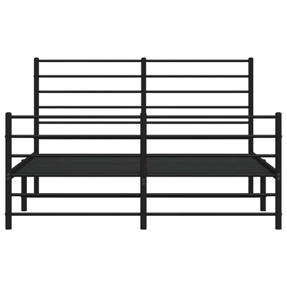 vidaXL Metal Bed Frame without Mattress with Footboard Black 135x190cm 6