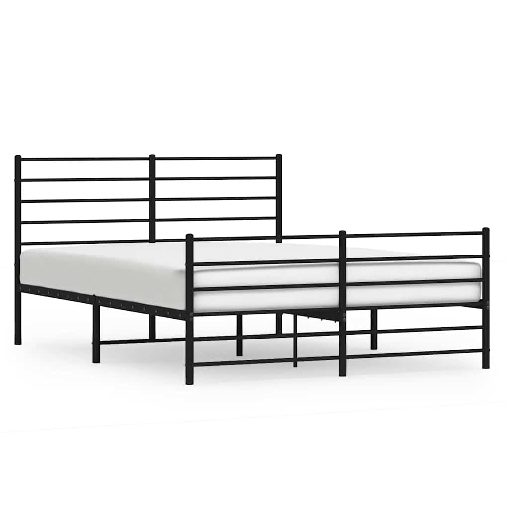 vidaXL Metal Bed Frame without Mattress with Footboard Black 140x190cm 2
