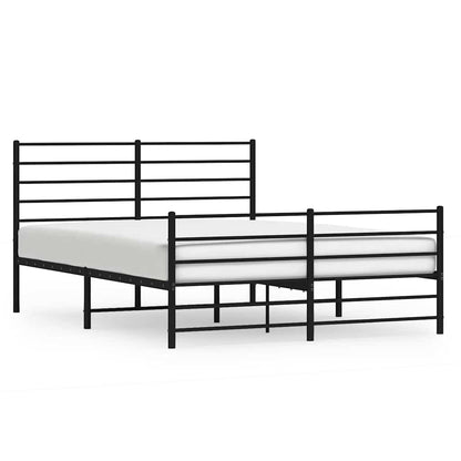 vidaXL Metal Bed Frame without Mattress with Footboard Black 140x190cm 2