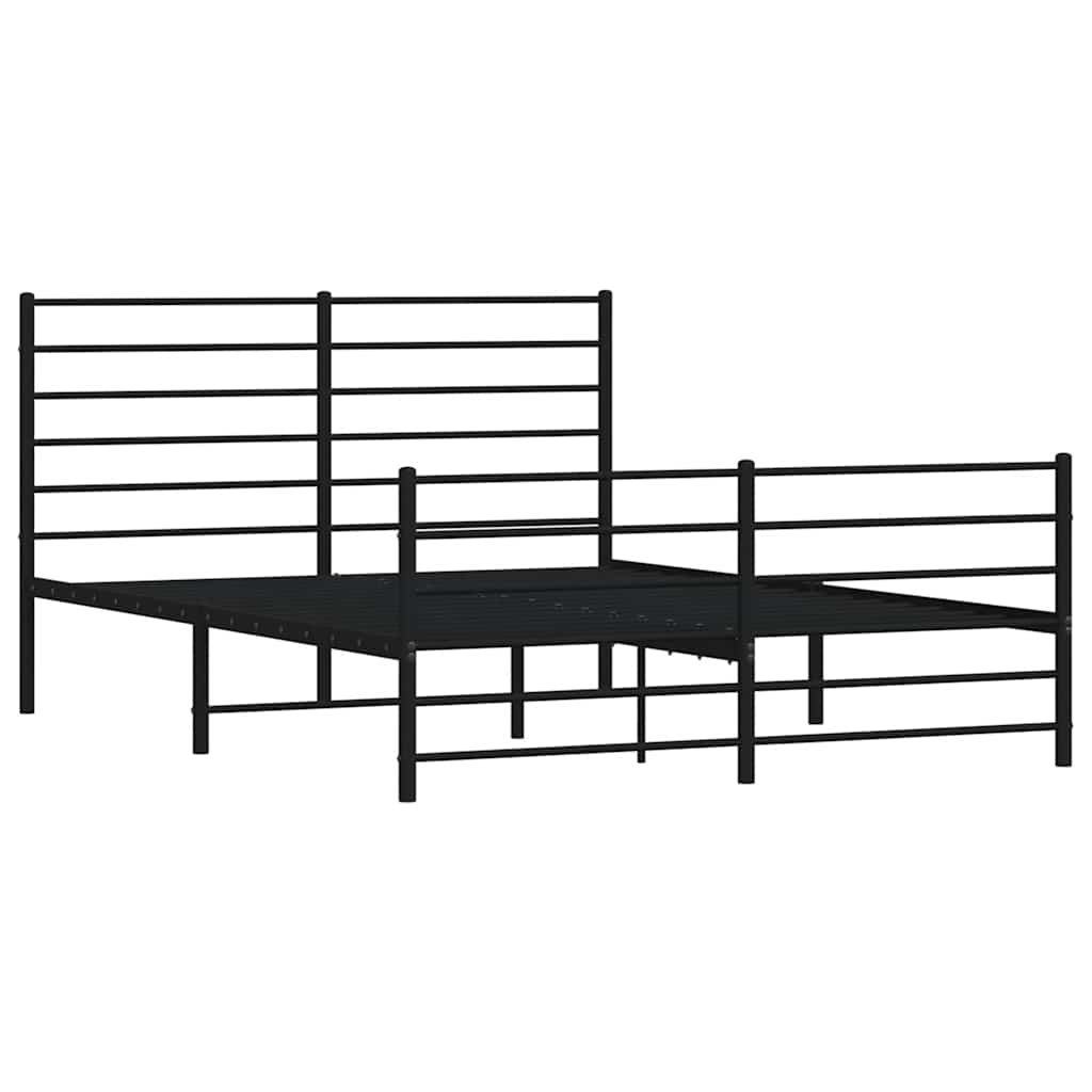 vidaXL Metal Bed Frame without Mattress with Footboard Black 140x190cm 3
