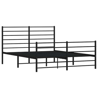 vidaXL Metal Bed Frame without Mattress with Footboard Black 140x190cm 3