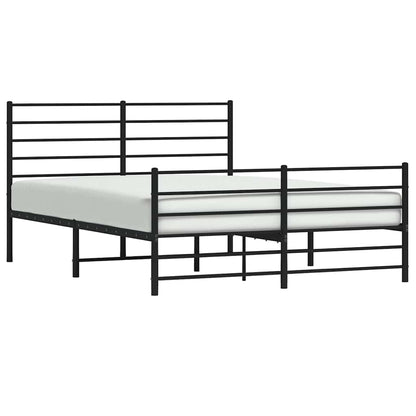 vidaXL Metal Bed Frame without Mattress with Footboard Black 140x190cm 5