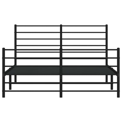vidaXL Metal Bed Frame without Mattress with Footboard Black 140x190cm 6