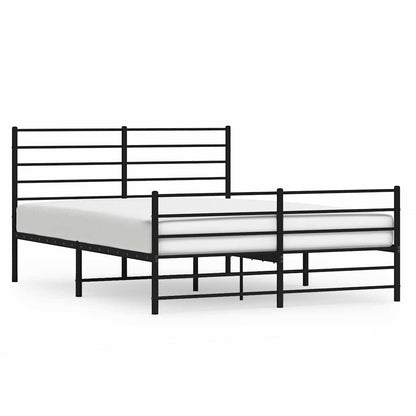 vidaXL Metal Bed Frame without Mattress with Footboard Black 150x200cm 2