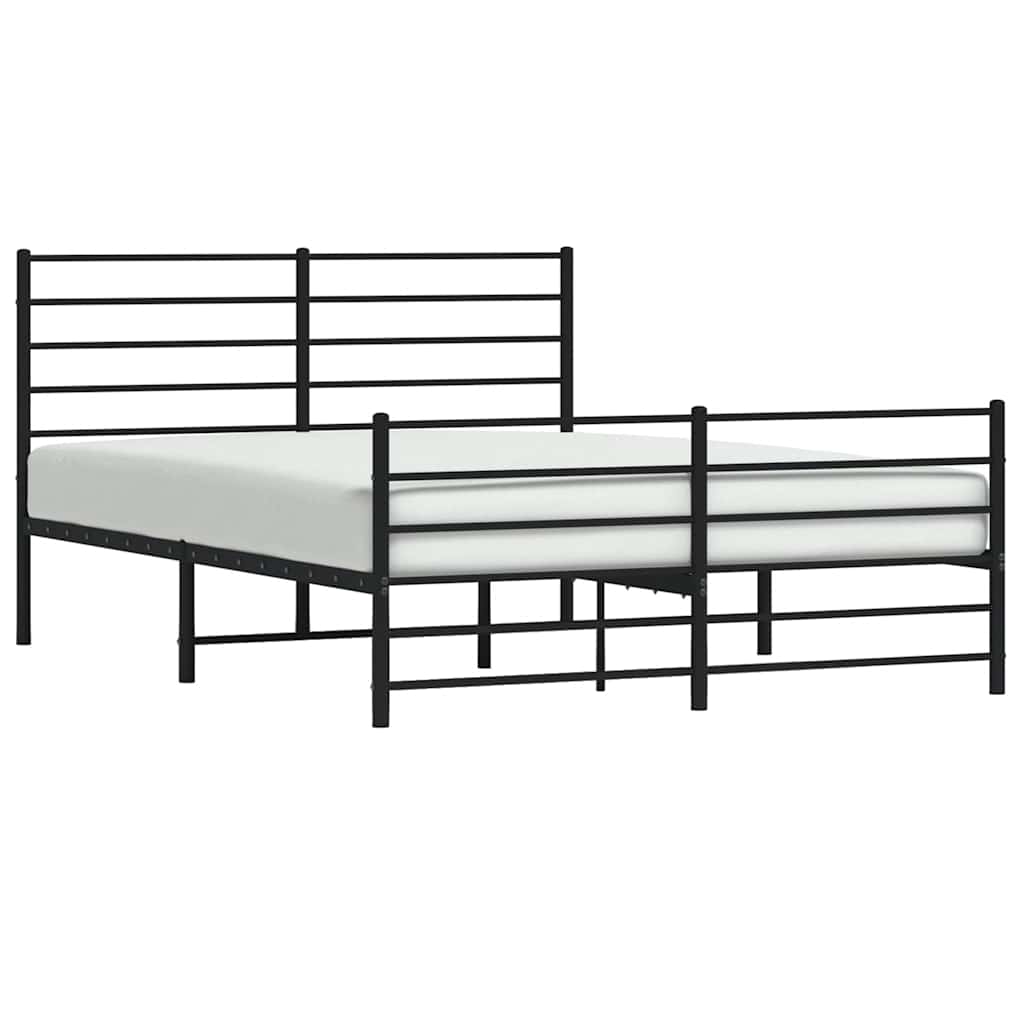 vidaXL Metal Bed Frame without Mattress with Footboard Black 150x200cm 5